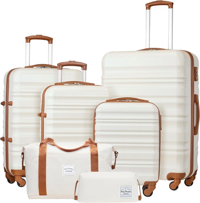 LONG VACATION Luggage Set 4 Piece Luggage with ABS hardshell TSA Lock