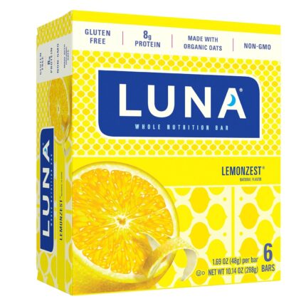 LUNA Bar - LemonZest Flavor - Gluten-Free - Non-GMO - 7-9g Protein -