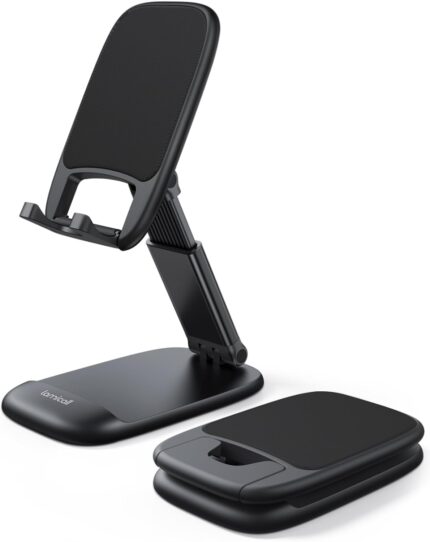 Lamicall Foldable Phone Stand for Desk - Height Adjustable Cell Phone