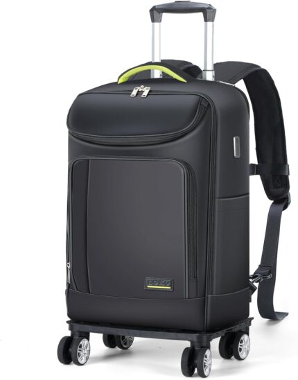 Lekebobor Travel Rolling Backpack, 18 inch Waterproof Bag with 360°
