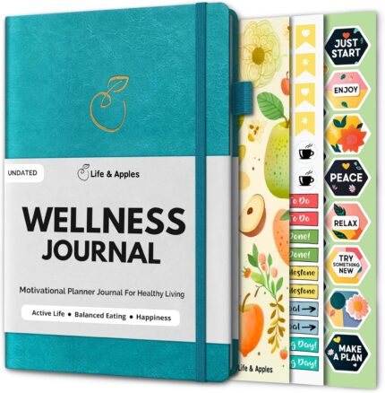 Life & Apples Wellness Journal Planner – Food Log, Fitness Tracker,