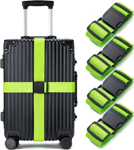 Luggage Straps for Suitcases 4 Pack, TSA Approved Travel Essentials,