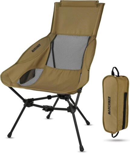 MARCHWAY Lightweight Folding High Back Camping Chair with Head