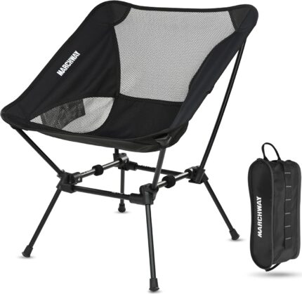 MARCHWAY Ultralight Folding Camping Chair, Heavy Duty Portable Compact