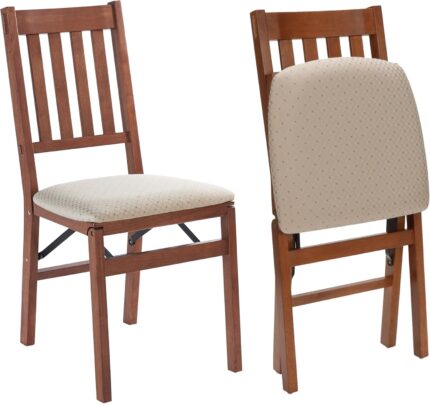 MECO STAKMORE Arts and Craft Folding Chair Fruitwood Finish, (Set of