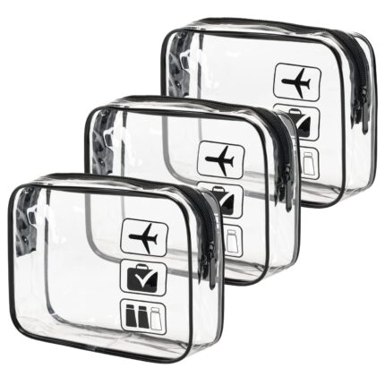MODENGKONGJIAN TSA Approved Toiletry Bag, 3 Pcs Clear Toiletries Bags