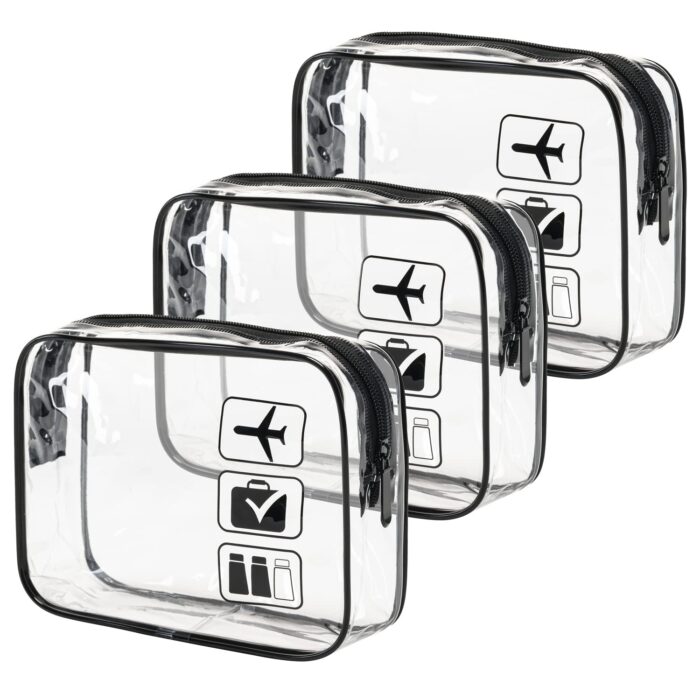 MODENGKONGJIAN TSA Approved Toiletry Bag, 3 Pcs Clear Toiletries Bags