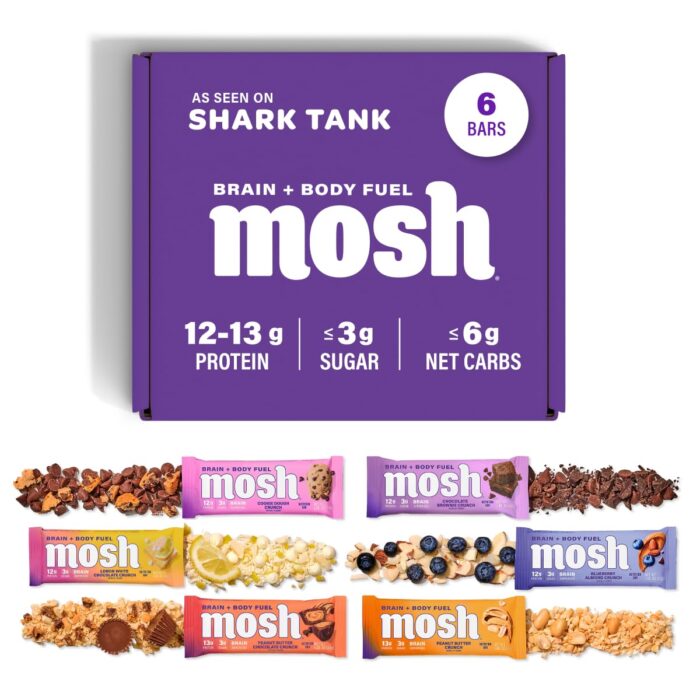 MOSH Variety Pack Keto Protein Bars, High Fiber, Low Carb, Gluten