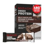 MUSASHI High Protein Bar, 45g Protein, 2g Total Sugars, Milk Chocolate