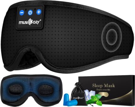 MUSICOZY 3D Bluetooth Sleep Mask with Headphones, Wireless Music Sleep