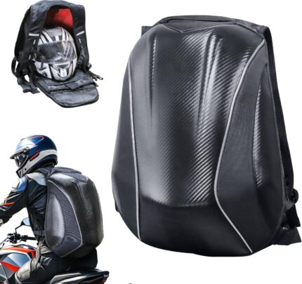 MZS Motorcycle Backpack, 48L Expandable Hard Shell Helmet Backpack for