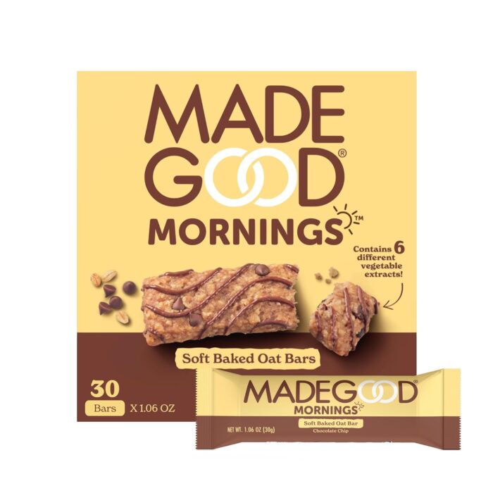 MadeGood Mornings Soft Baked Breakfast Bars, Chocolate Chip, 1.06 Oz