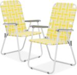 Magshion Folding Webbed Lawn Beach Chair for Adults, Lightweight Steel