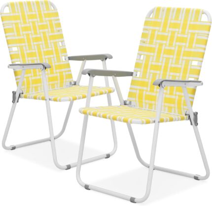 Magshion Folding Webbed Lawn Beach Chair for Adults, Lightweight Steel