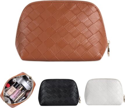 Makeup Bag, PU Leather Travel Cosmetic Bag for Women Makeup Organier