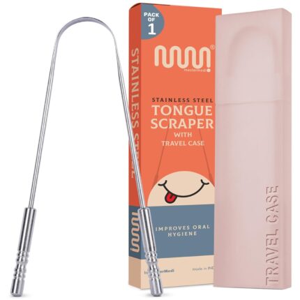 MasterMedi Tongue Scraper with Case Easy to Use Tongue Scraper for