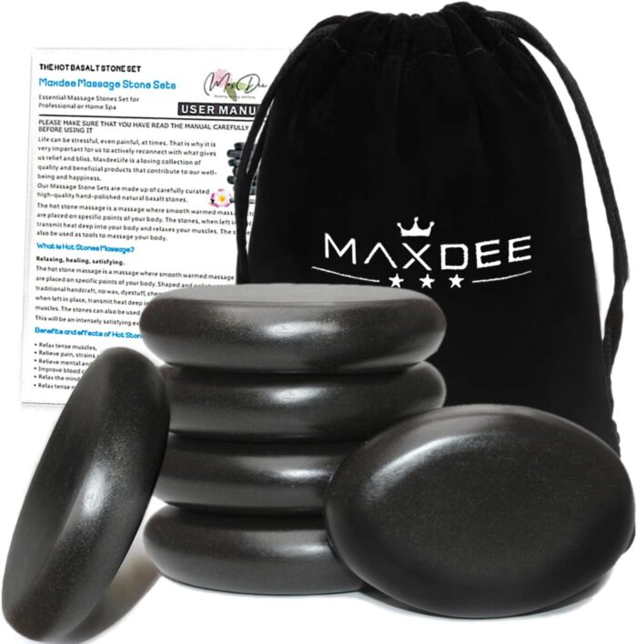Maxdee Massage Stones Essential Hot Stones for Massage, 6 Large Hot