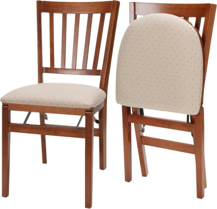 Meco STAKMORE School House Folding Chair, Wood, Cherry Finish, Set of