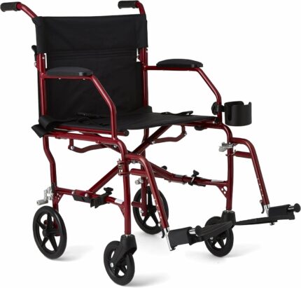 Medline Ultra Lightweight Transport Wheelchair for Adults, Foldable,