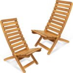Melino Acacia Wooden Folding Adirondack Chair Set of 2 - Portable