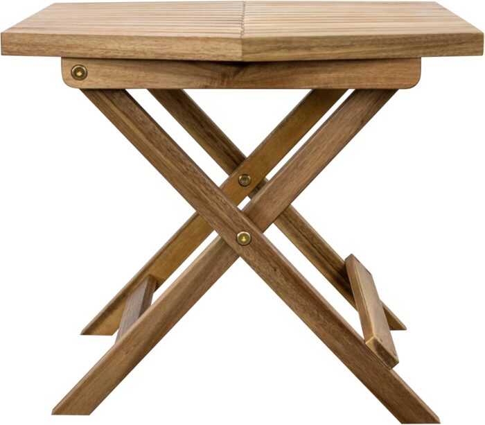 Melino Wooden Folding Table - Natural Acacia Wooden Small Foldable End