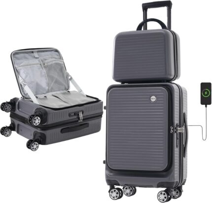 Merax 20 Inch Carry On Luggage with Spinner Wheels Top Opening Hard