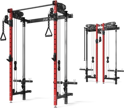 Mikolo Folding Squat Rack, Wall Mounted Power Rack with