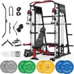 Mikolo Smith Machine, 2200lbs Squat Rack with LAT-Pull Down