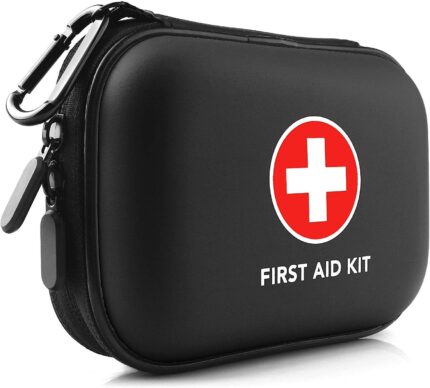 Mini First Aid Kit, 100 Pieces Water-Resistant Hard Shell Small Case -