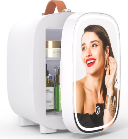 Mini Fridge for Bedroom Mirror Skincare Cooler & Warmer Portable Small