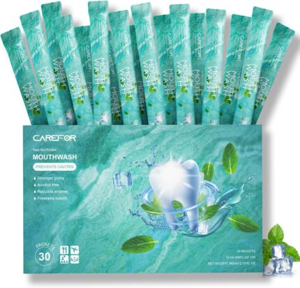 Mouthwash Travel Size Portable Packets to Go, Alcohol & Fluoride Free