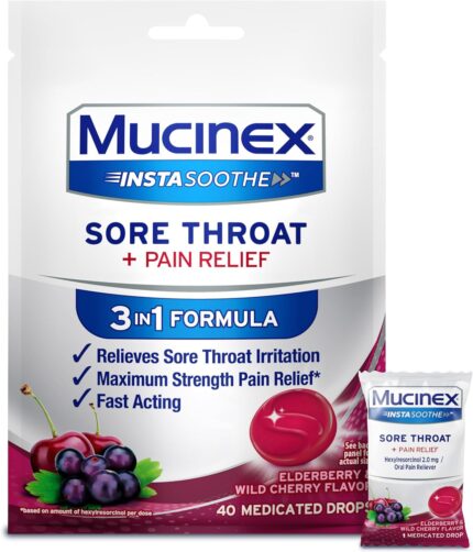 Mucinex Instasoothe Sore Throat Relief, Sore Throat Lozenges, Sore