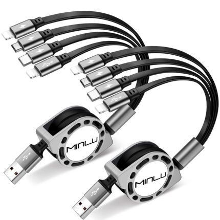 Multi Charging Cable 4A, 2Pack 4Ft Retractable Multi Fast Charger