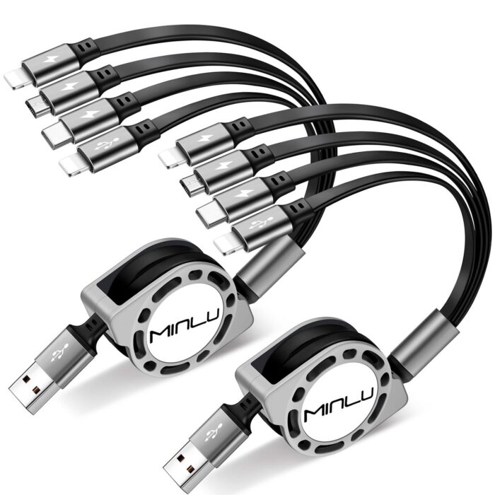 Multi Charging Cable 4A, 2Pack 4Ft Retractable Multi Fast Charger