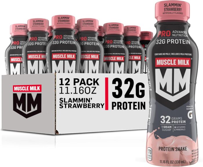 Muscle Milk Pro Advanced Nutrition Protein Shake, Slammin' Strawberry,
