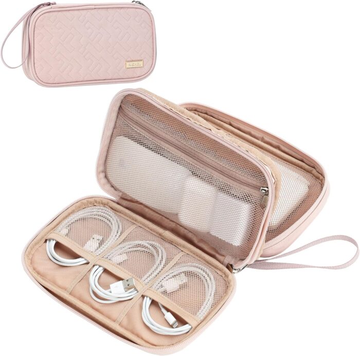 NISHEL Travel Cord Organizer Case, Double Layers Tech Electronic Bag,