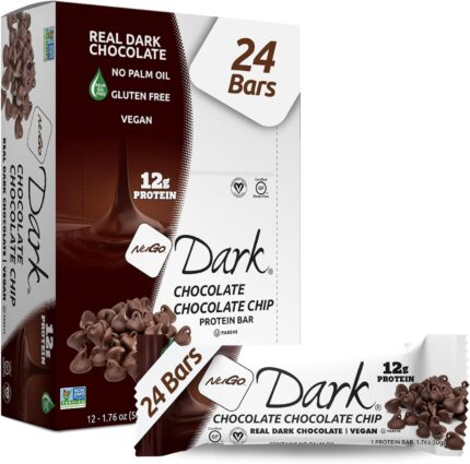 NuGo Dark Chocolate Chocolate Chip, 12g Vegan Protein, 200 Calorie,
