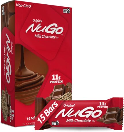 NuGo Protein Bar, Chocolate, 11g Protein, Gluten Free, 15 Count