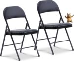 Oline Vinyl Folding Chairs, Padded Vinyl Cushion Chairs with Durable