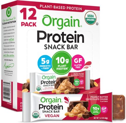 Orgain Organic Vegan Protein Bars, Peanut Butter Chocolate Chunk - 10g