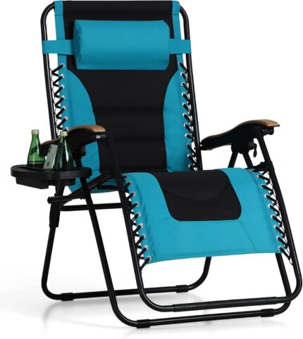 PHI VILLA XXL Oversized Padded Zero Gravity Chair, Foldable Patio