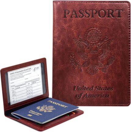 Passport Holder Cover Wallet Case RFID Blocking Leather Card Slot