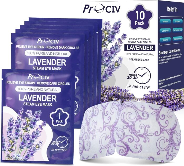 ProCIV 10 Packs Lavender Steam Eye Masks, Heated Eye Masks for Dark