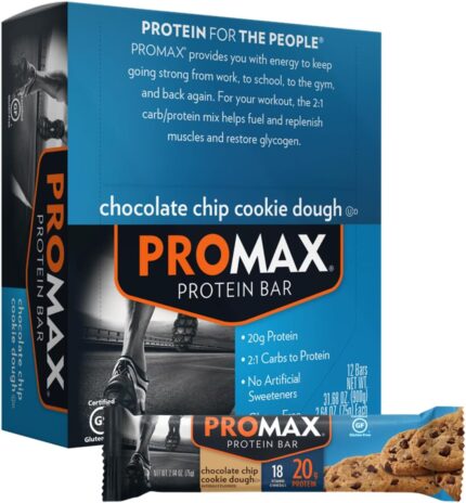 Promax Protein Bar, Chocolate Chip Cookie Dough, 20g High Protein,