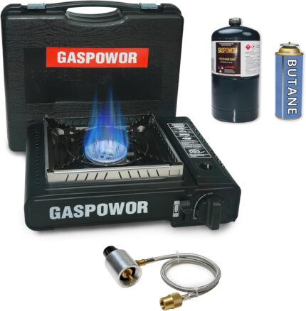 Propane or Butane Stove with Windblocker, Dual Fuel 10,000 BTU Propane