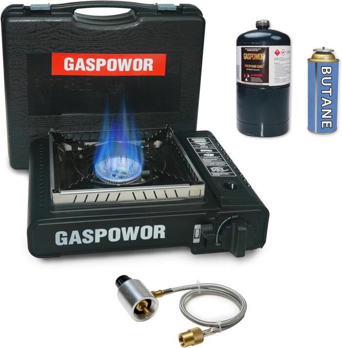 Propane or Butane Stove with Windblocker, Dual Fuel 10,000 BTU Propane