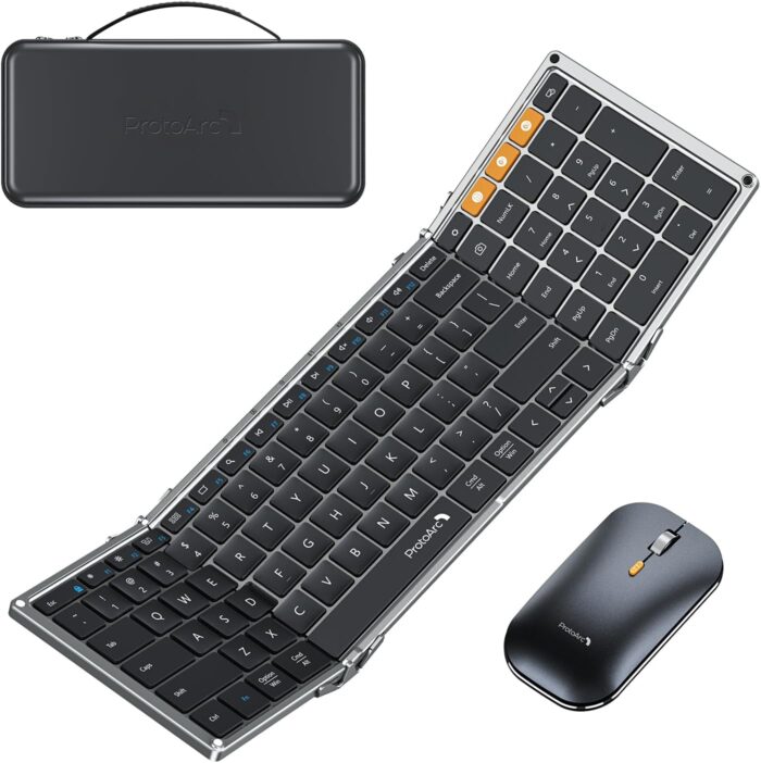 ProtoArc Foldable Keyboard and Mouse, XKM01 True Full-Size Folding