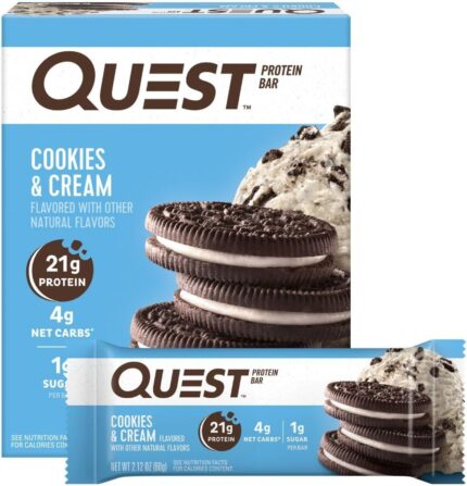 Quest Nutrition Cookies & Cream Protein Bars, 21g Protein, 4g Net