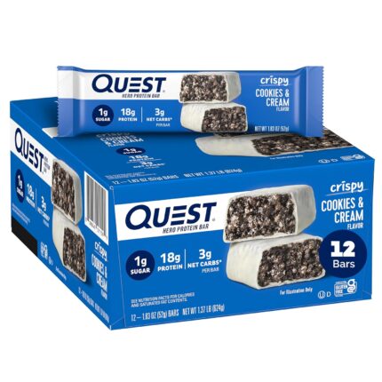 Quest Nutrition Crispy Cookies & Cream Hero Protein Bar, 18g Protein,