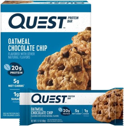 Quest Nutrition Oatmeal Chocolate Chip Protein Bars, 20g Protein, 1g